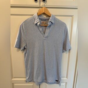 Faherty Heathered Blue Polo Small